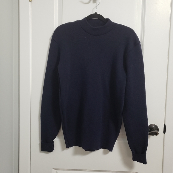 Vintage Sweaters - VINTAGE Navy Superwash Virgin Wool Sweater